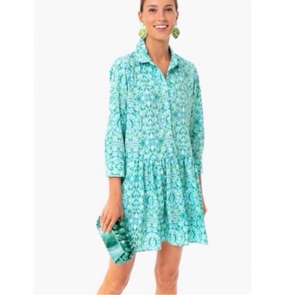 Tuckernuck Dresses & Skirts - Tuckernuck Teal Floral Long Sleeve Dress
